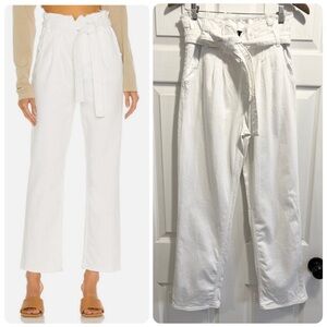 Hudson Jeans Remi High Rise Paperbag Waist Straight Leg White Jeans Tie Front 26